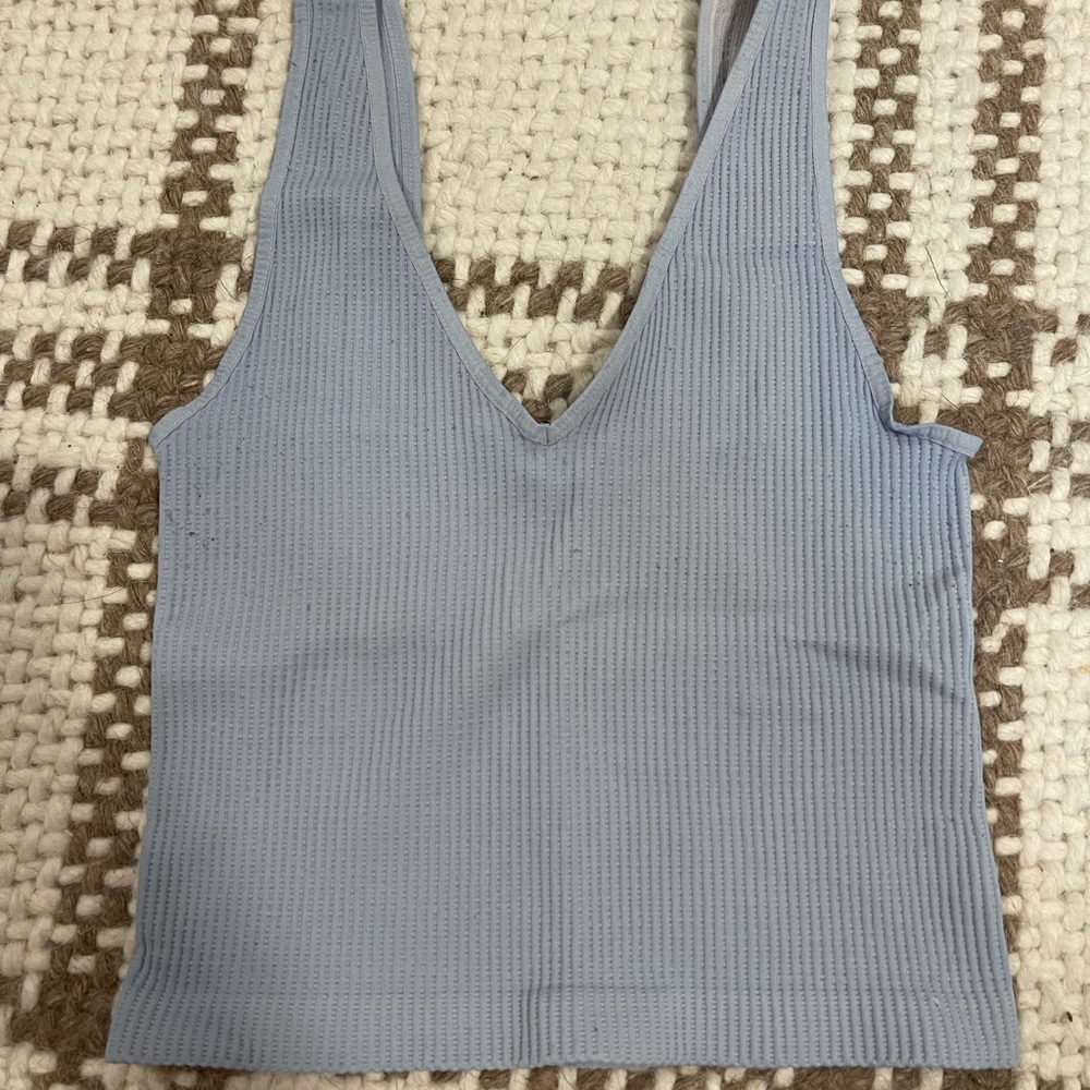 Light Blue Ribbed Tank Top